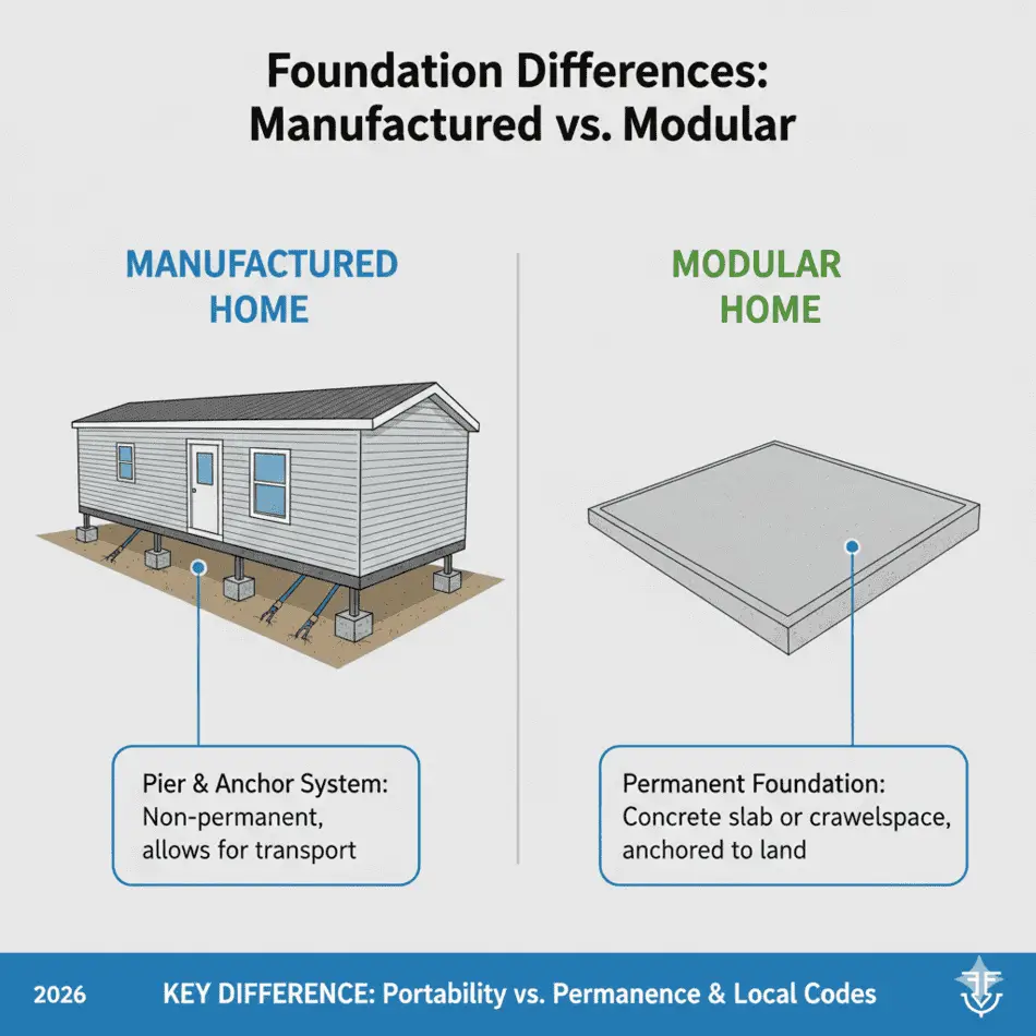 Foundation Differences: Manufactured vs Modular