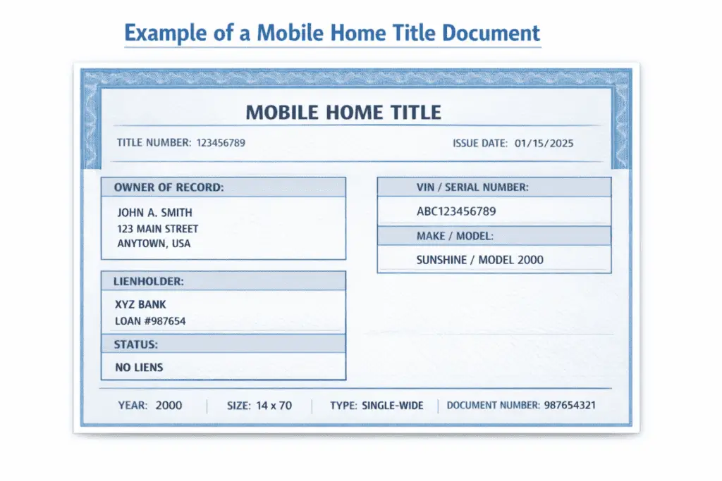 Example of a Mobile Home Title Document