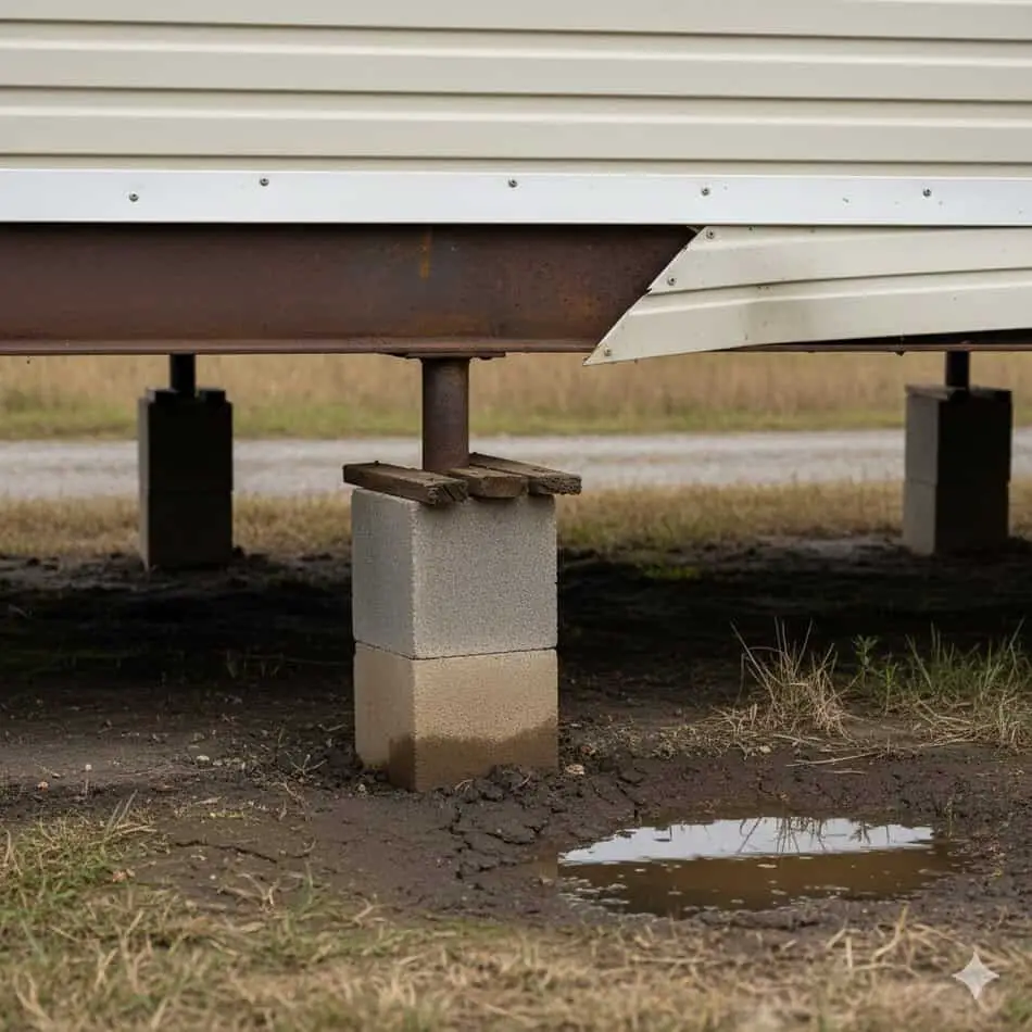 Uneven Mobile Home Foundation