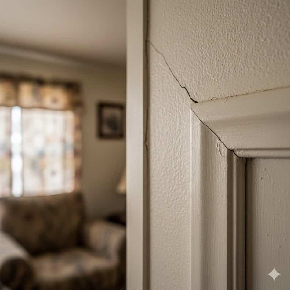 Cracked drywall around doorframe