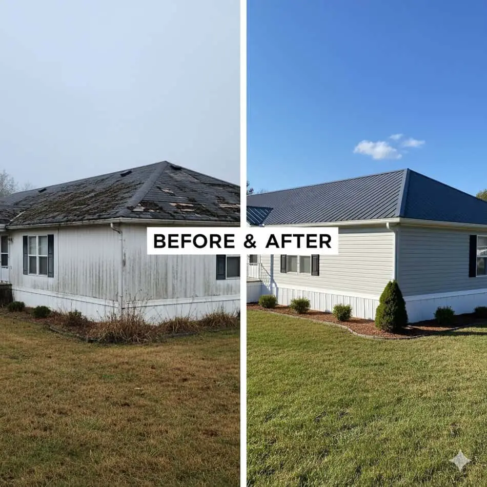Mobile Home Roof Before and After