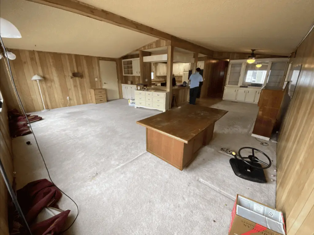 Mobile Home Living Room Before New Flooring 2