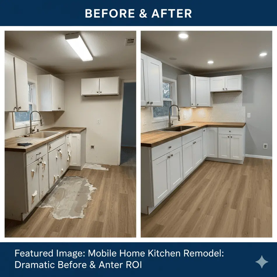 Single wide Mobile home small kitchen remodel.