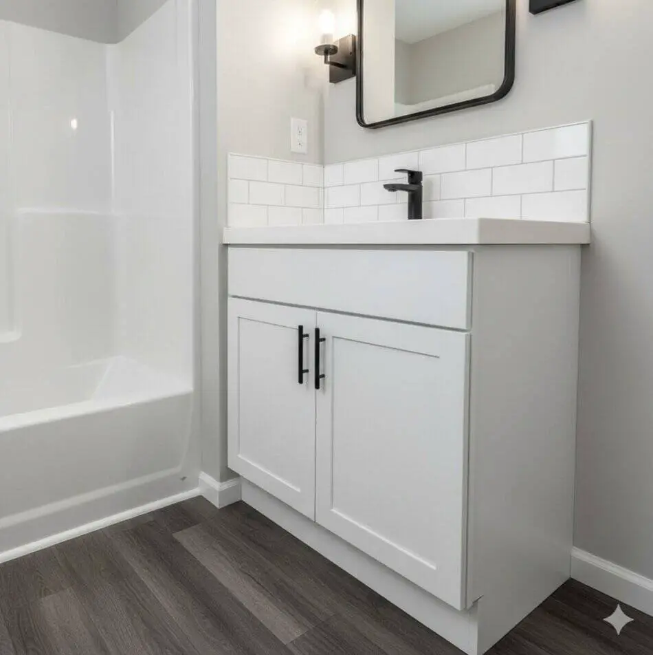 New bathroom vanity and tub
