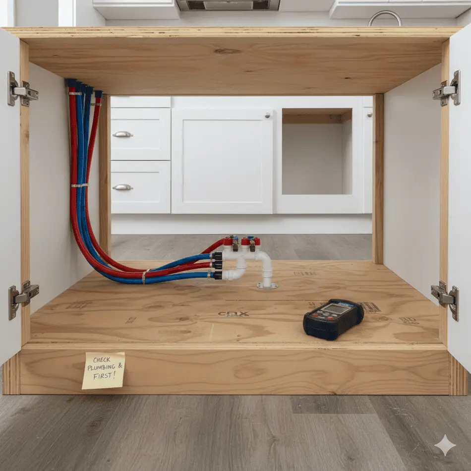 PEX Plumbing Installed With New RTA Cabinets