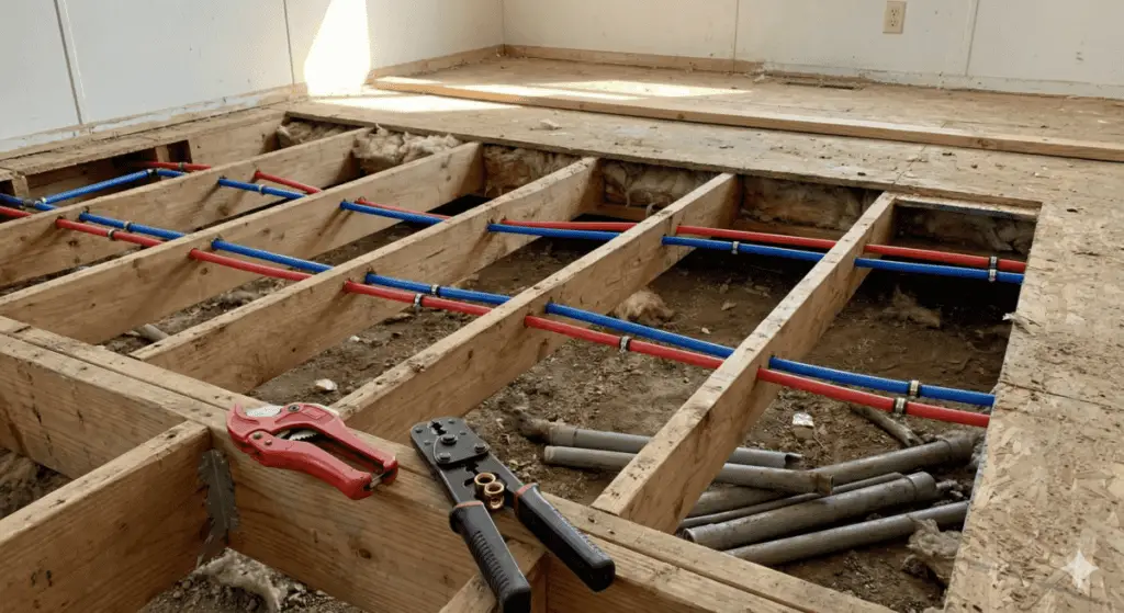 Full mobile home repiping project with PEX