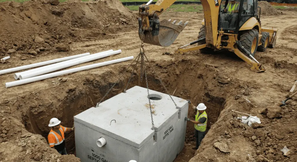 Concrete septic tank installation process