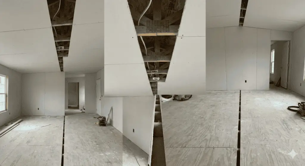 Interior marriage line gap double wide home