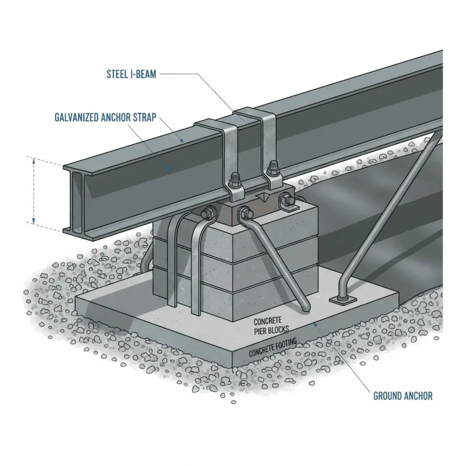 Mobile home pier and beam foundation diagram
